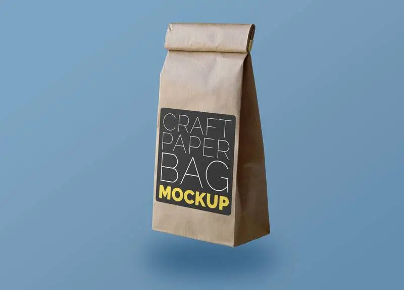 Little Craft Paper Bag with Black Label Mockup