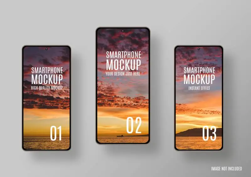 Three Smartphones Mockup