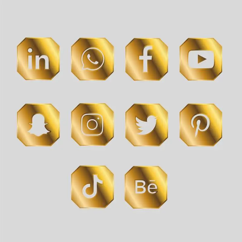 Golden Pack of Social Media Icons