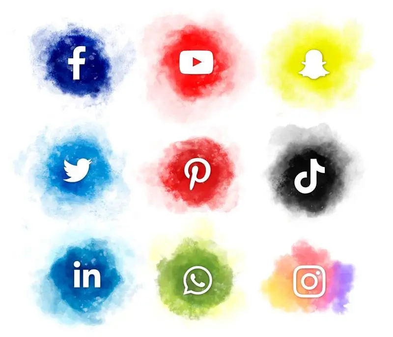 Social Media Icons with Watercolor