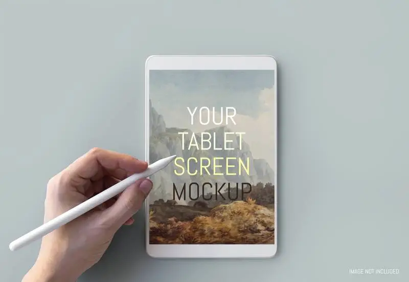 Hand Writing on Tablet Mockup