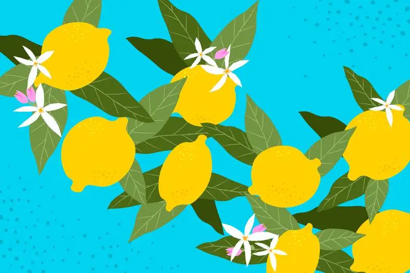 Lemons and Flowers Seamless Background