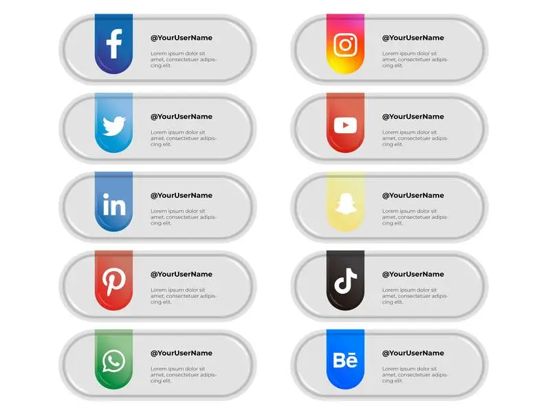 Set of Banners for Social Media on Grey Bubbles