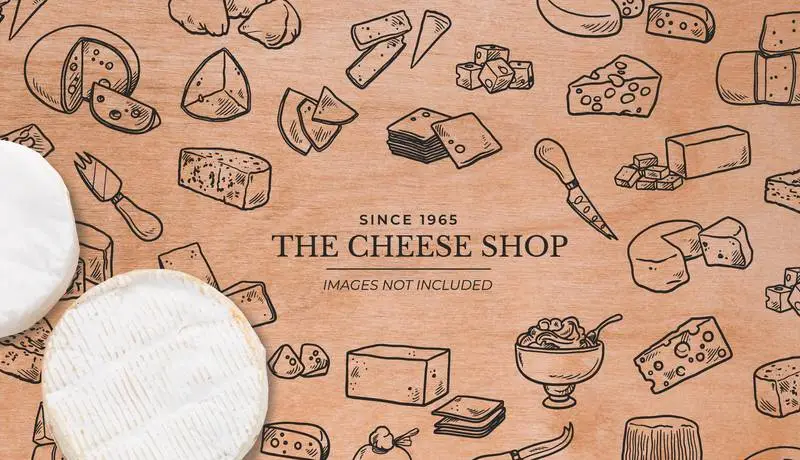 Background for Cheese Shop with Wooden Surface