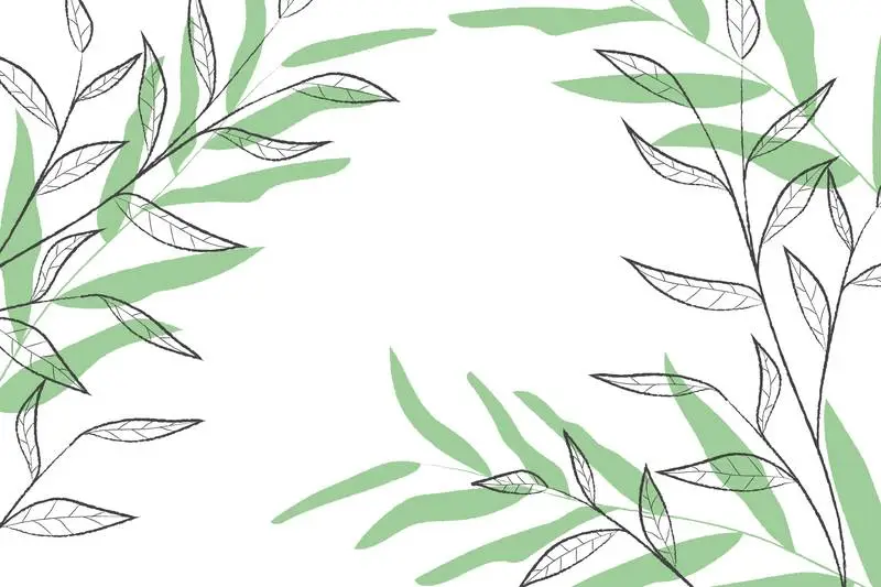 Hand-Drawn Leaves (Black and Green) Background