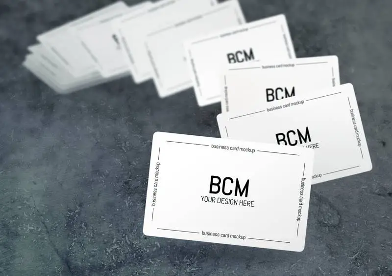 Floating Blurred Business Cards Mockup