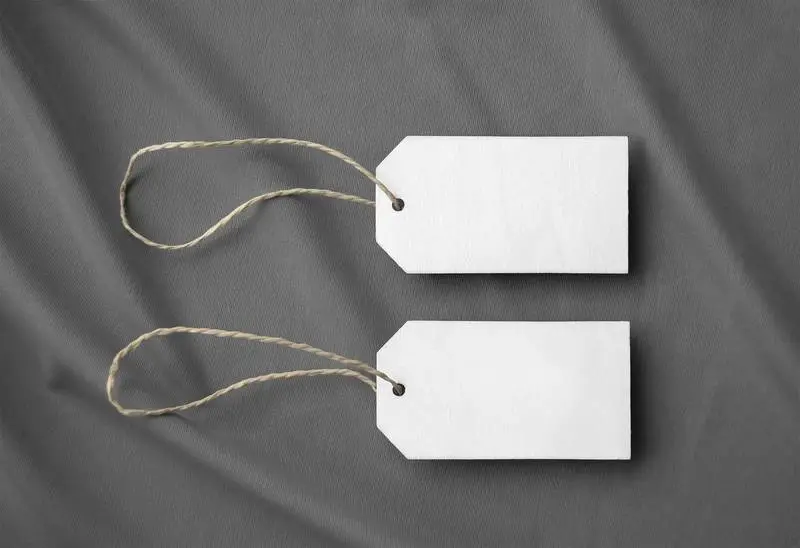 Wooden Labels on Fabric Surface