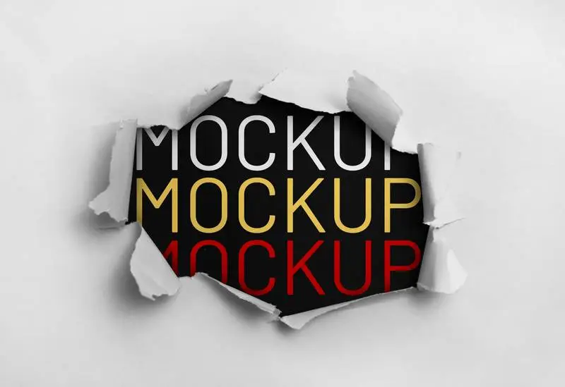 Ripped Paper Over Black Background Mockup