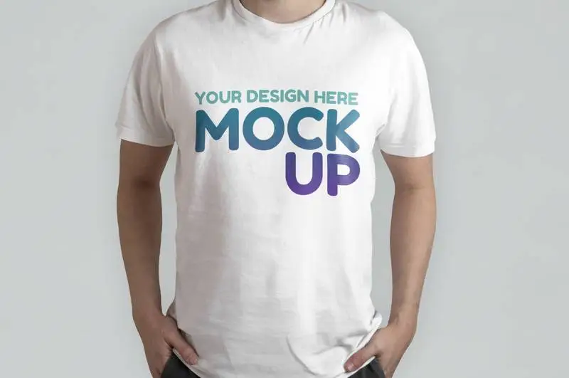 White T-Shirt Model Front View Mockup