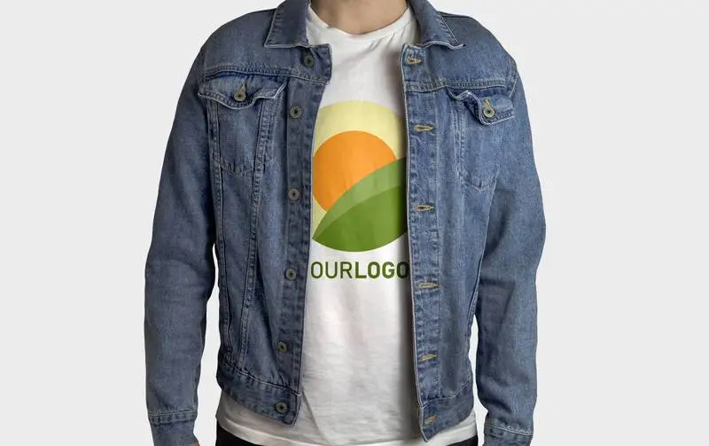 White T-Shirt Model Mockup Jacket