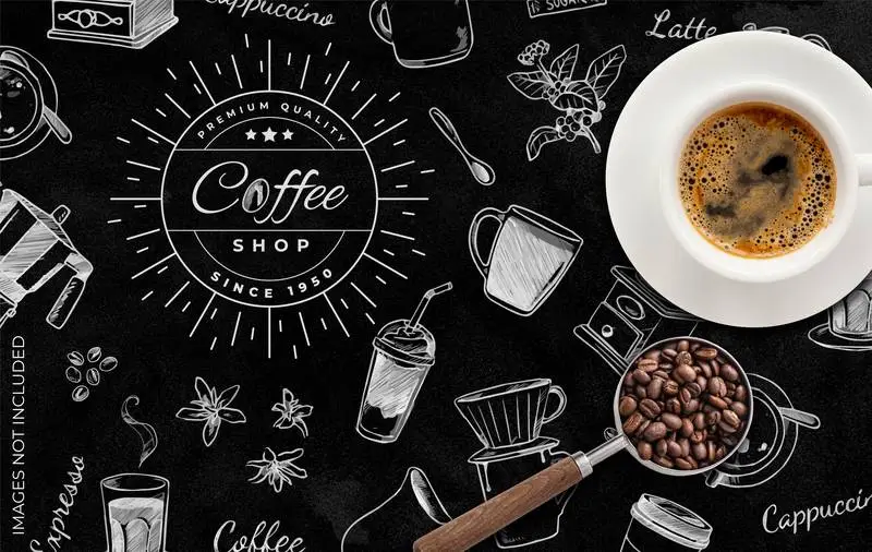 Black and White Coffee Shop Background