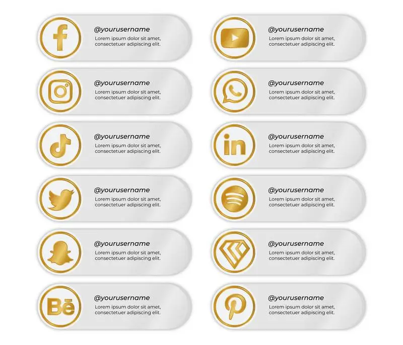 Social Media Banners with Golden Icons