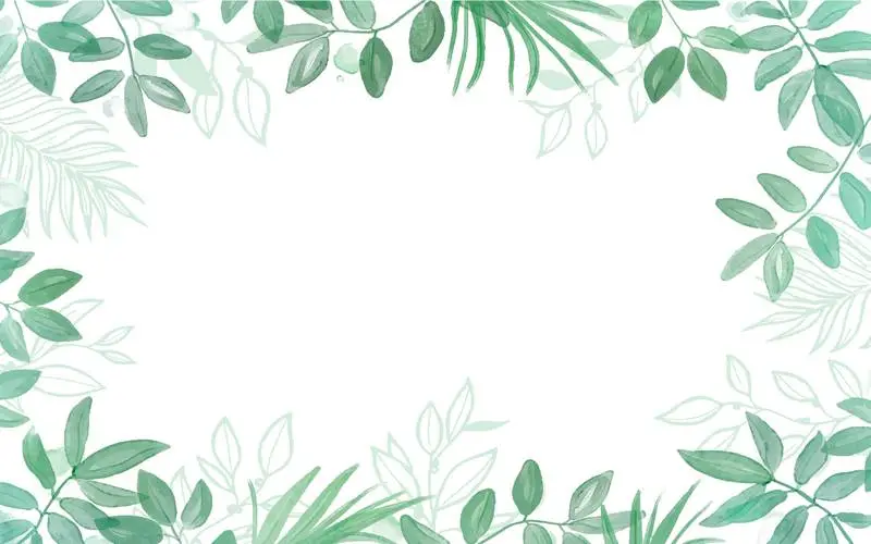 Tropical Green Leaves in Watercolor Background
