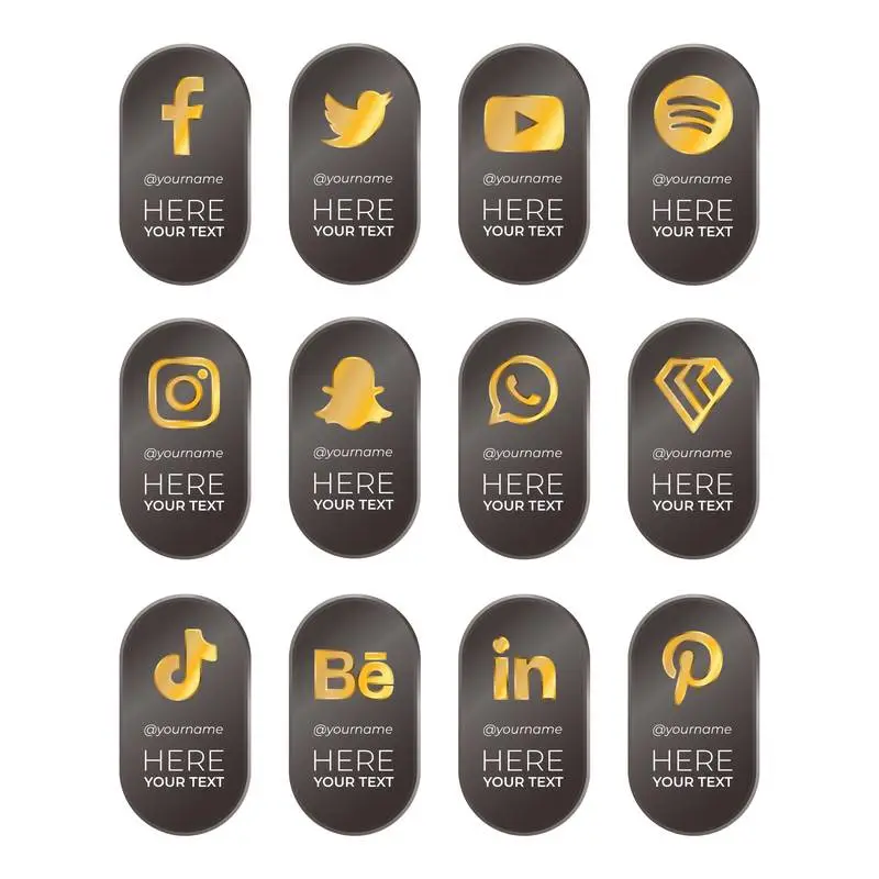 Vertical Banners with Golden Social Media Icons