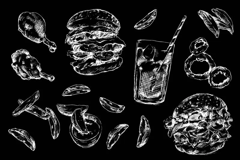 Hand-Drawn Burger Elements Collection