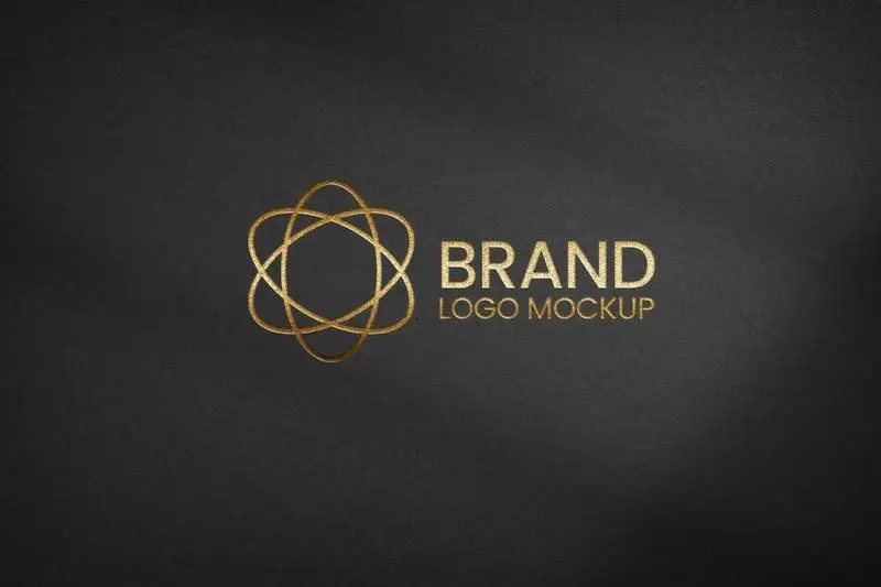 Golden Logo on Black Textured Paper Mockup