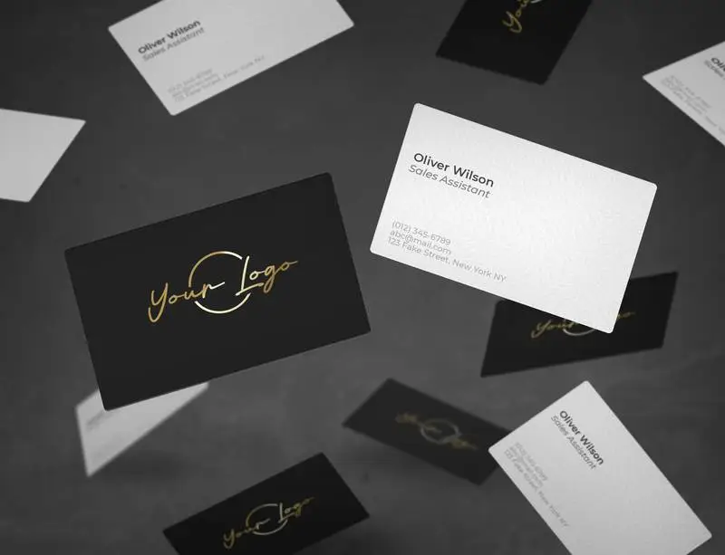 Falling Business Cards Mockup