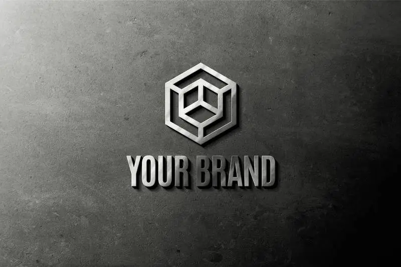 Metallic Logo on Wall Mockup