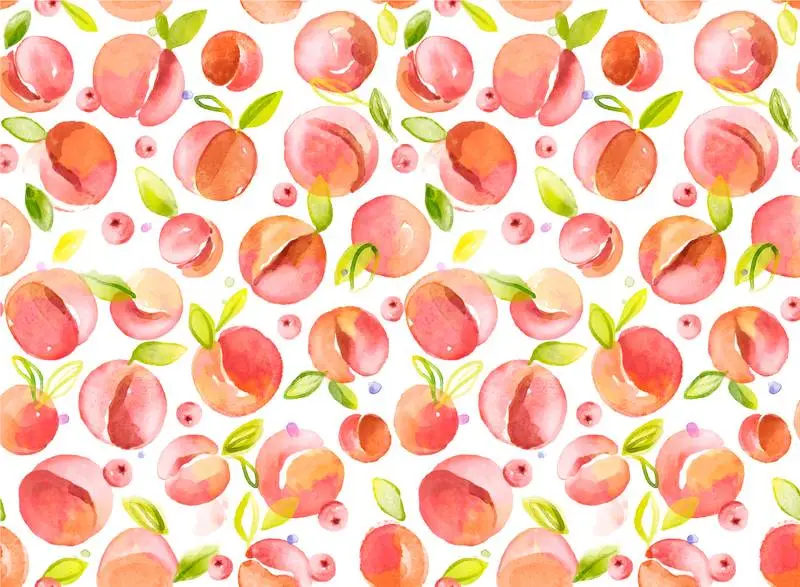 Hand-Drawn Watercolor Peaches Background