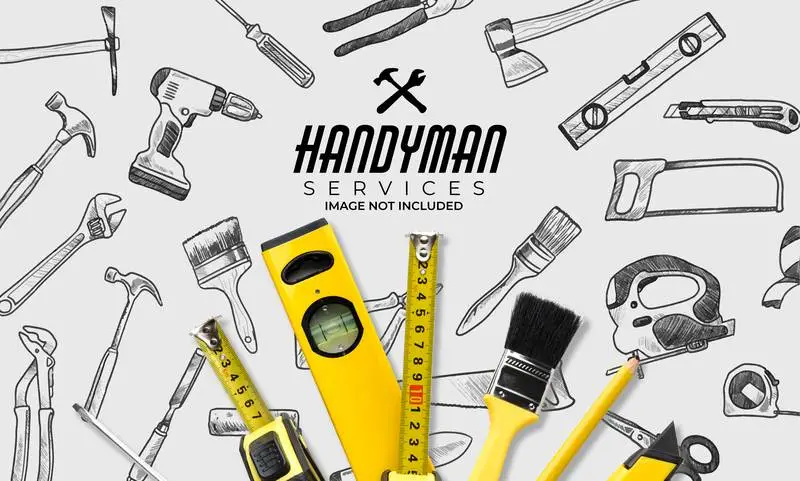 Handyman Background with Black and White Doodles
