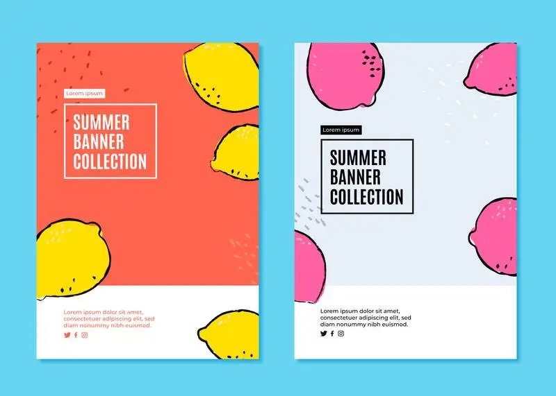 Banner Collection for Summer with Lemons