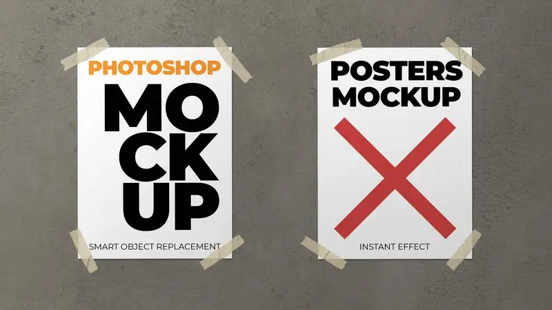 Mockup of Two Posters on a Concrete Wall