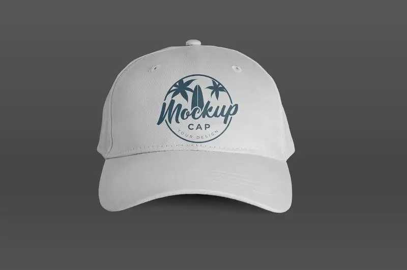 White Cap Front View Mockup