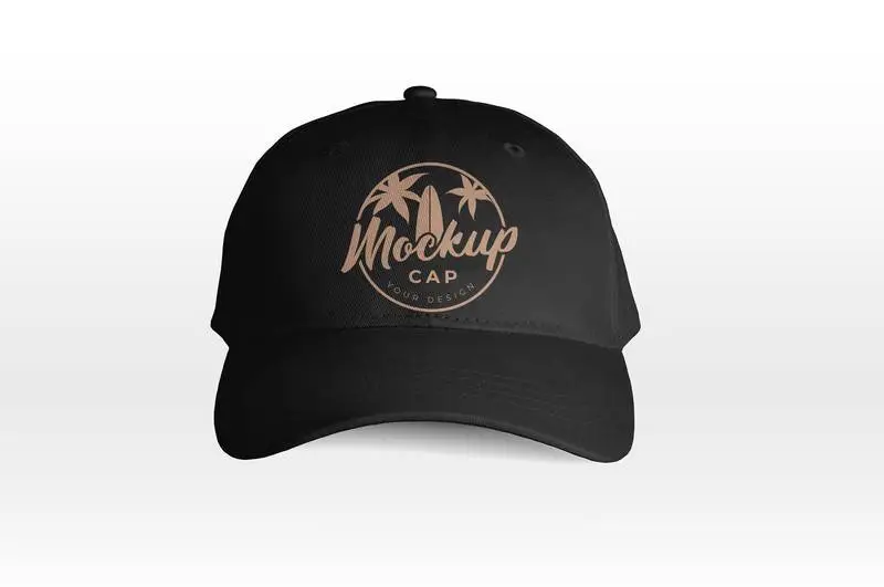 Black Cap Front View Mockup