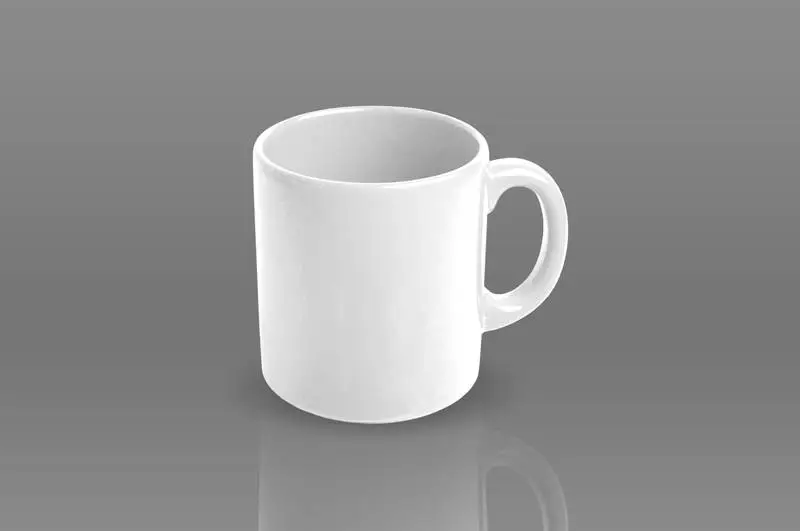 Isolated White Cup with Reflection