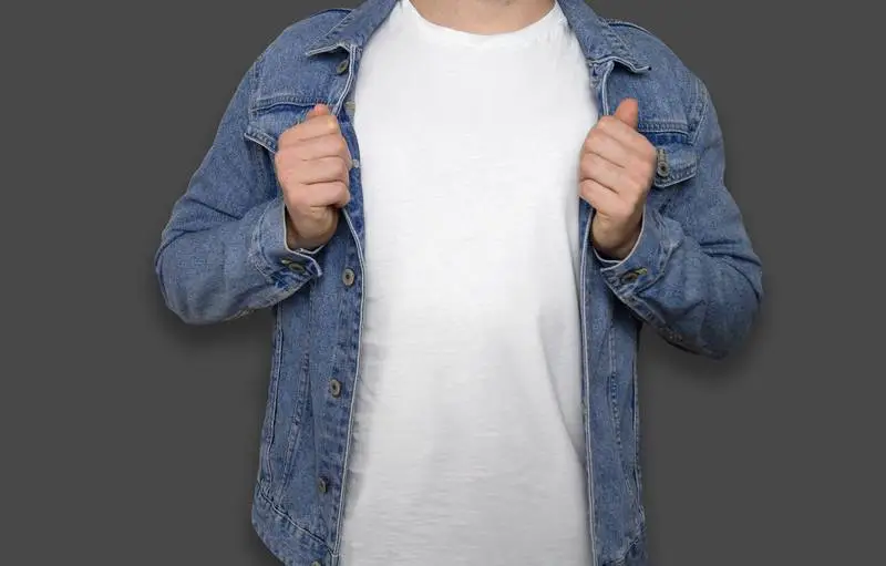 White T-Shirt Model with Jacket