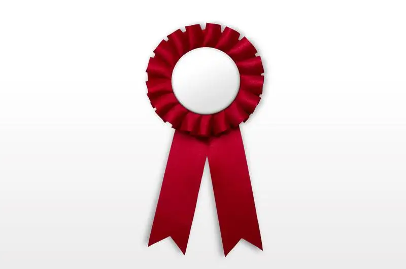 Isolated Red Badge with Ribbon