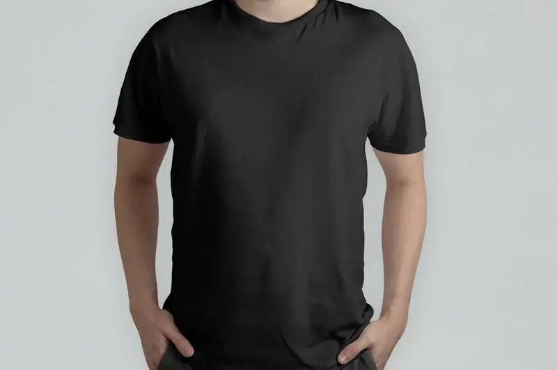 Isolated Black T-Shirt Model Front View