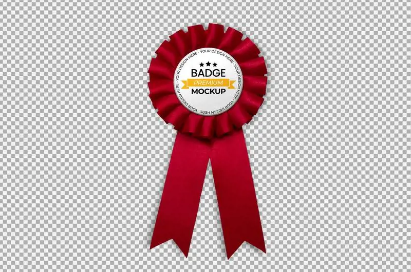 Badge with red ribbon mockup