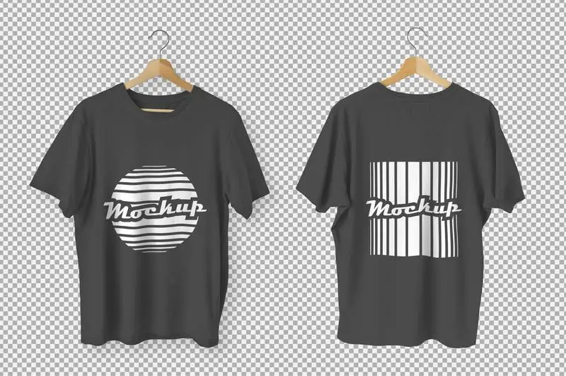 Black T-Shirts Front and Back View Mockup