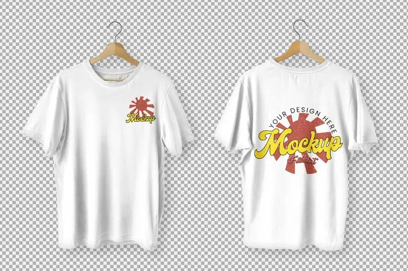 White T-Shirts Front and Back View Mockup