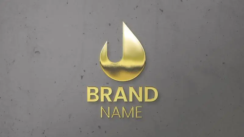 Golden Logo on Wall Mockup