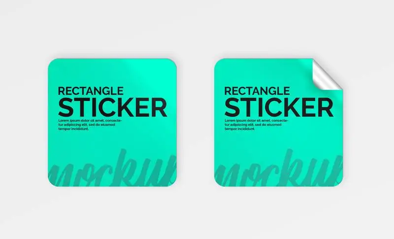 Pack of Rectangle Stickers Mockup