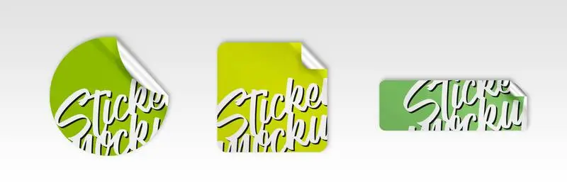 Pack of Three Modern Stickers Mockup