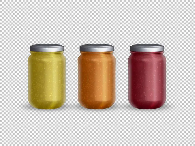 Isolated Collection of Filled Glass Jars