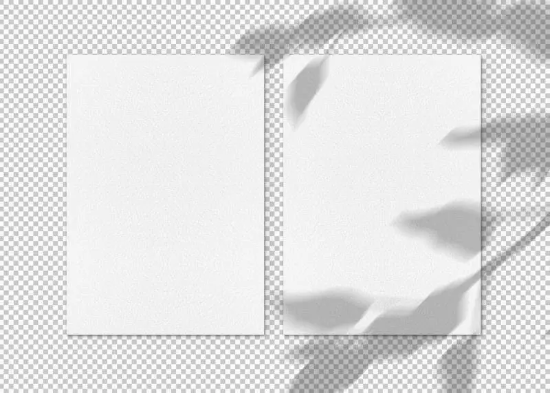 Isolated Two Paper Sheets with Shadows