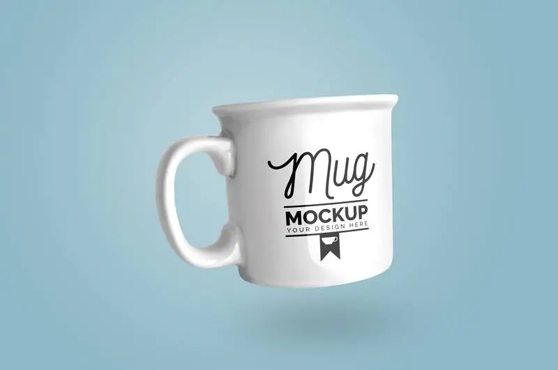 Mockup of White Mug on Blue Background