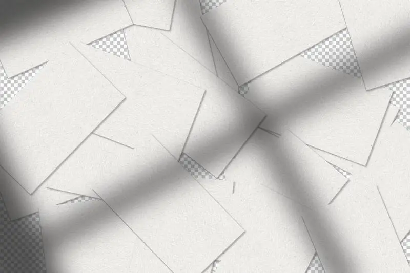 Set of Messy White Business Cards with Shadow