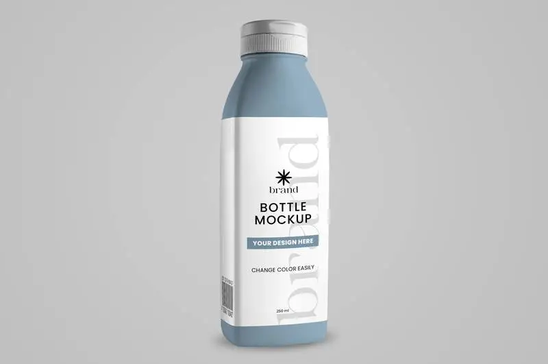 Isolated Blue Bottle Mockup