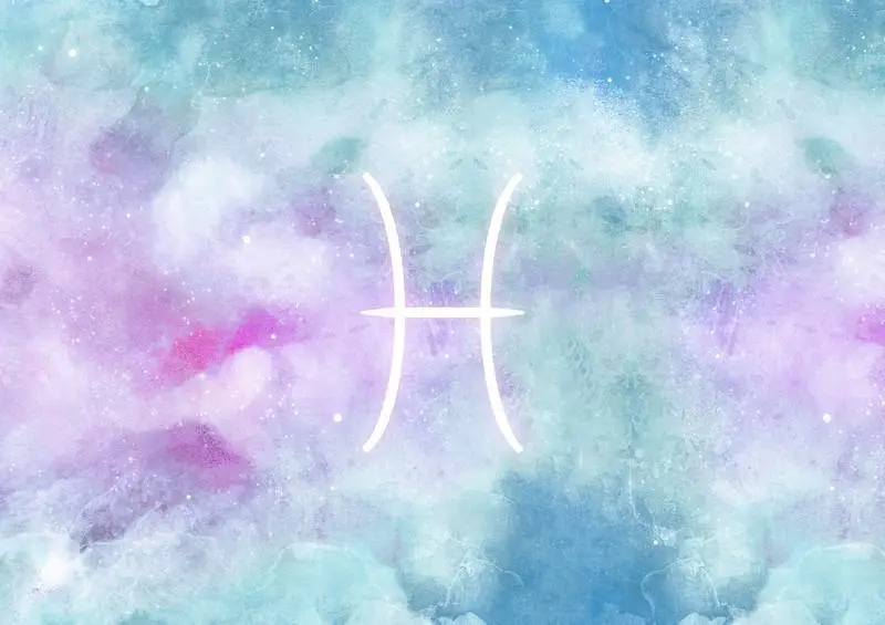 Watercolor Background with Pisces Zodiac Sign