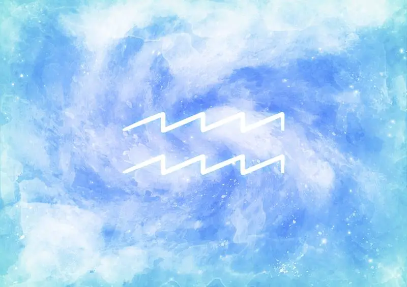 Watercolor Background with Aquarius Zodiac Sign