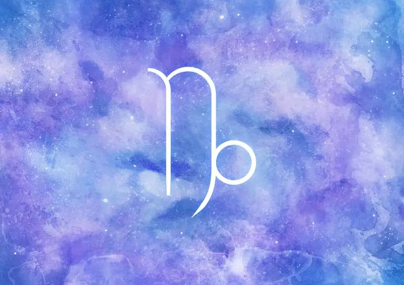 Watercolor Background with Capricorn Zodiac Sign