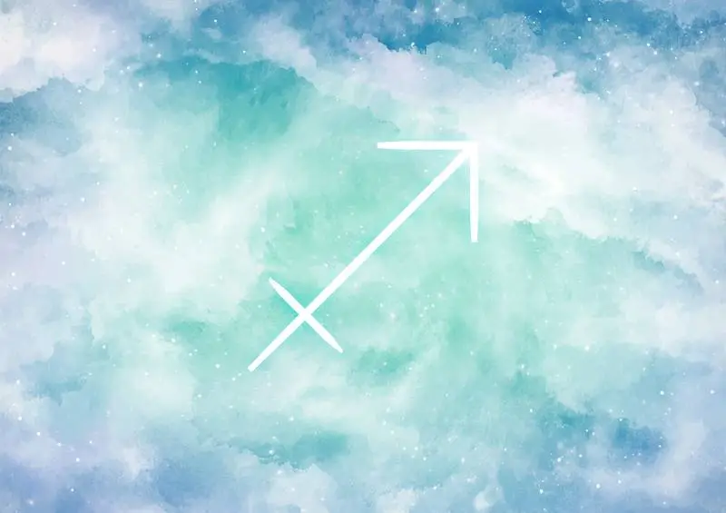 Watercolor Background with Sagittarius Zodiac Sign