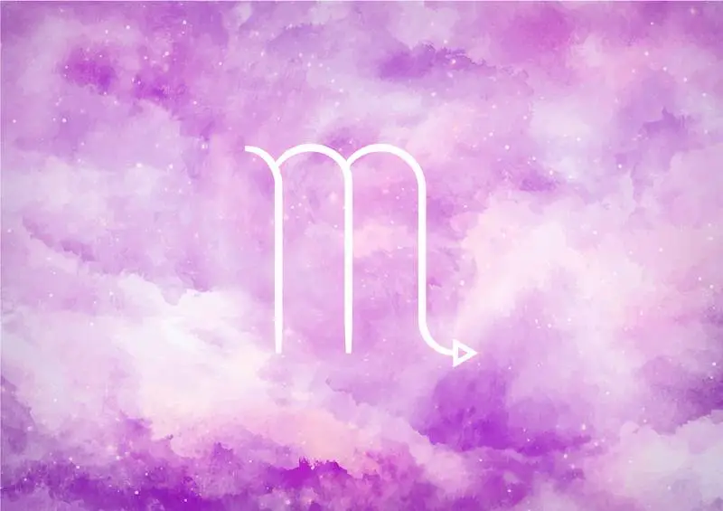 Watercolor Background with Scorpio Zodiac Sign