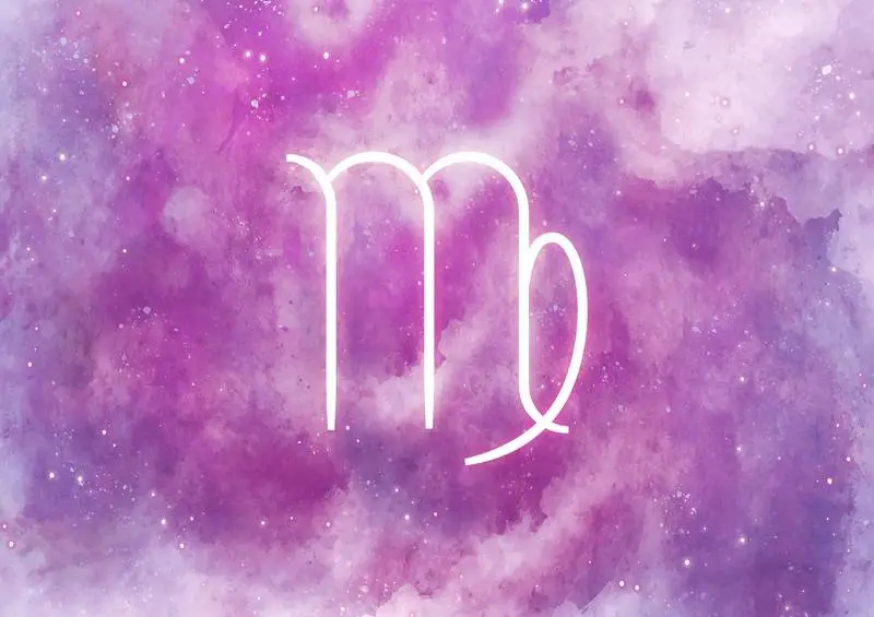 Watercolor Background with Virgo Zodiac Sign