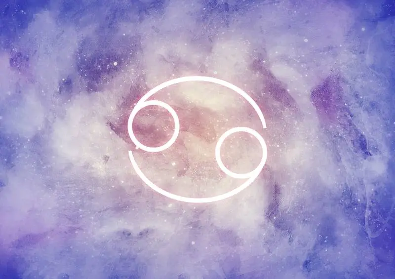 Watercolor Background with Cancer Zodiac Sign